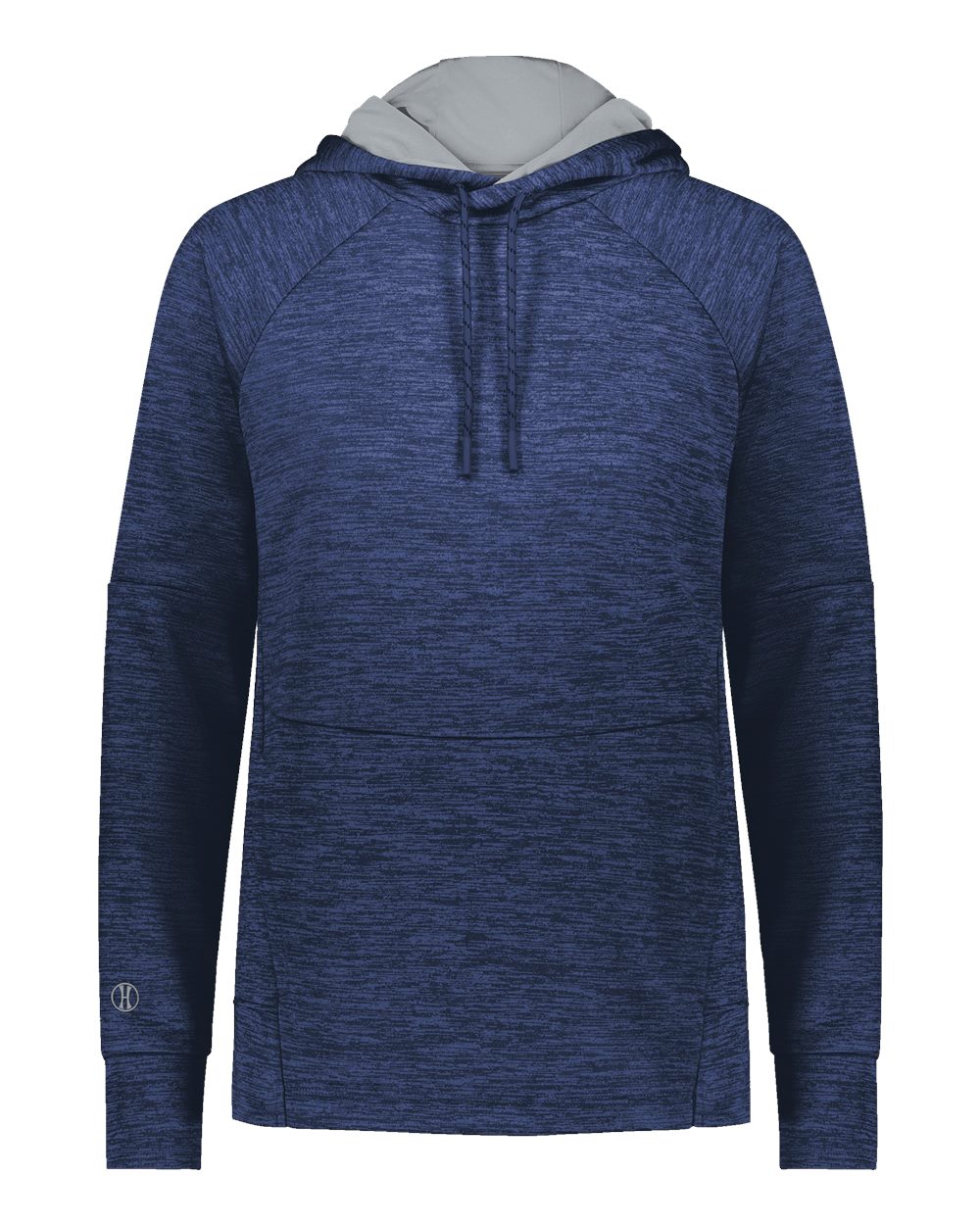 Holloway Women's All-Pro Performance Fleece Hooded Sweatshirt. 223780 - Navy Heather/ Silver