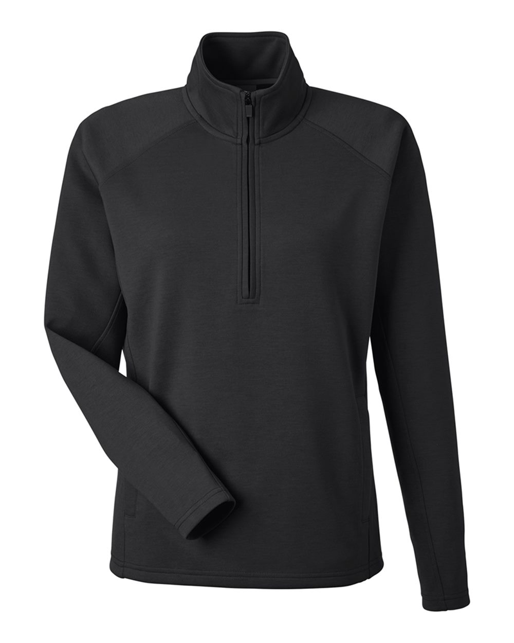 J. America Women's Apex Fleece Quarter-Zip Pullover. 8754 - Black
