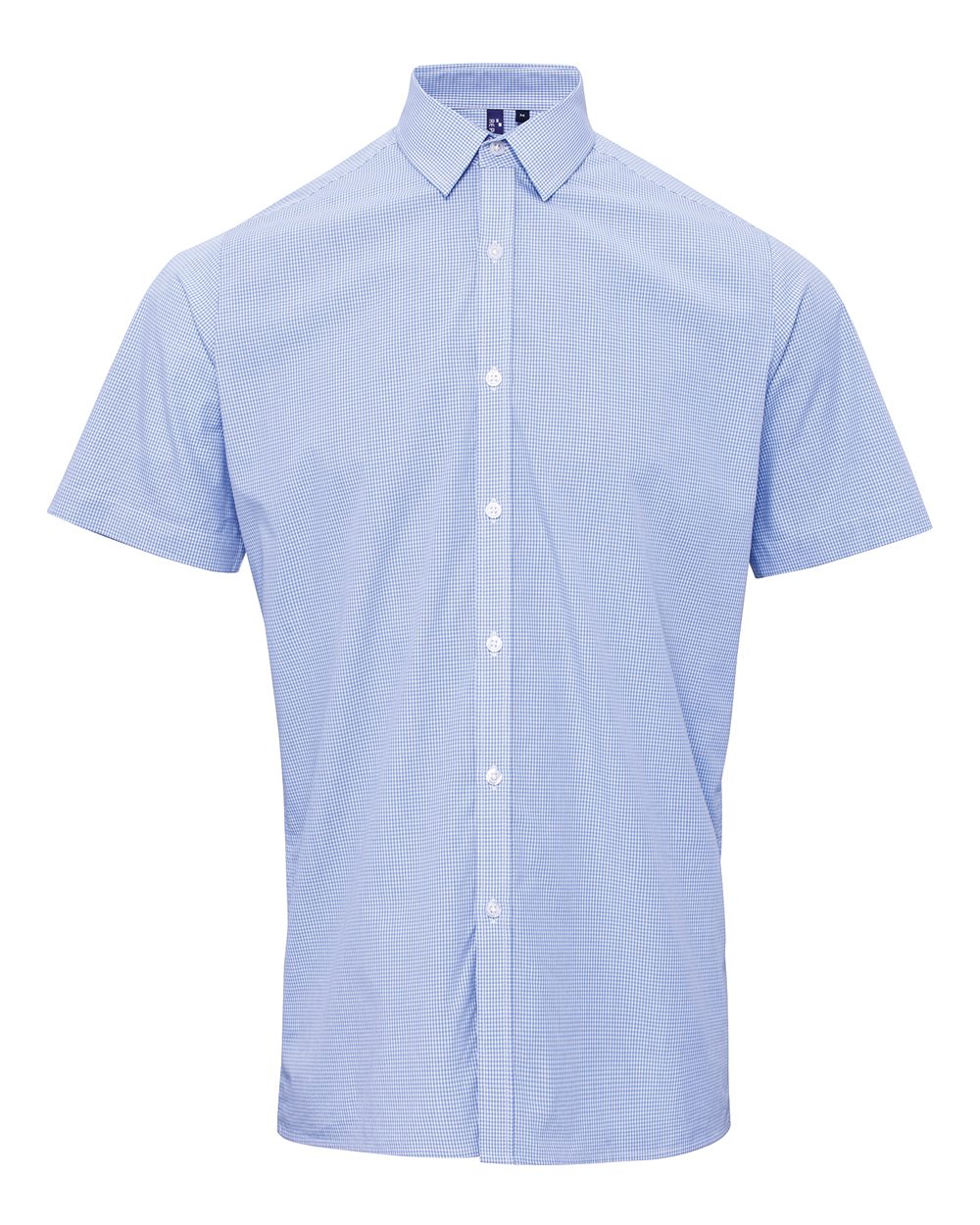 Artisan Collection by Reprime Men's Microcheck Gingham Cotton Shirt. RP221 - Light Blue/ White