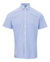Artisan Collection by Reprime Men's Microcheck Gingham Cotton Shirt. RP221 - Light Blue/ White