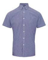 Artisan Collection by Reprime Men's Microcheck Gingham Cotton Shirt. RP221 - Navy/ White