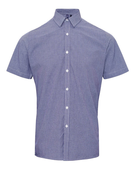 Artisan Collection by Reprime Men's Microcheck Gingham Cotton Shirt. RP221 - Navy/ White