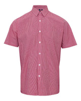 Artisan Collection by Reprime Men's Microcheck Gingham Cotton Shirt. RP221 - Red/ White