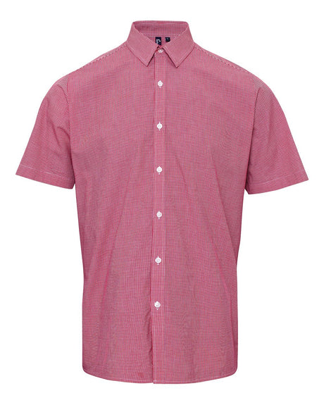 Artisan Collection by Reprime Men's Microcheck Gingham Cotton Shirt. RP221 - Red/ White