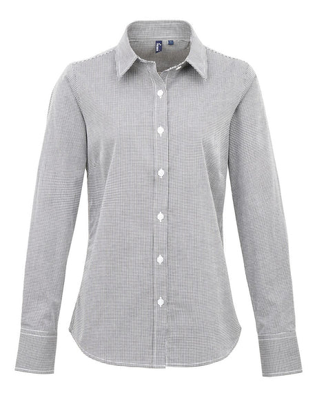 Artisan Collection by Reprime Women's Microcheck Gingham Cotton Shirt. RP320 - Black/ White