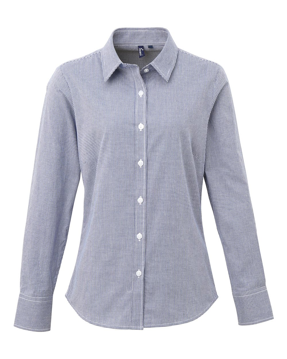 Artisan Collection by Reprime Women's Microcheck Gingham Cotton Shirt. RP320 - Navy/ White