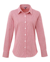 Artisan Collection by Reprime Women's Microcheck Gingham Cotton Shirt. RP320 - Red/ White