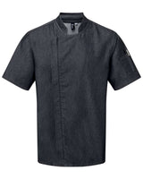Artisan Collection by Reprime Unisex Zip-Close Short Sleeve Chef's Coat. RP906 - Black Denim