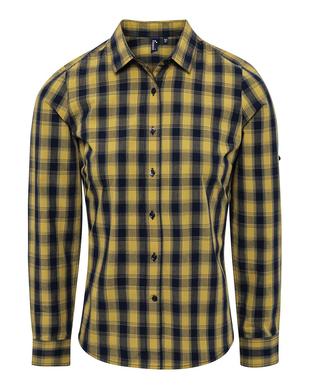 Artisan Collection by Reprime Women's Mulligan Check Cotton Dress Shirt. RP350 - Camel/ Navy