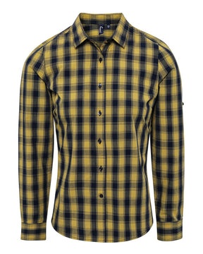 Artisan Collection by Reprime Women's Mulligan Check Cotton Dress Shirt. RP350 - Camel/ Navy