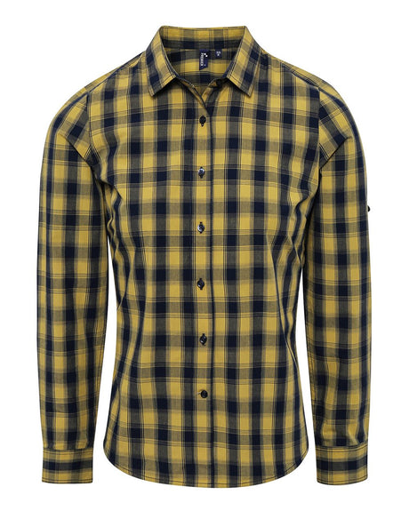 Artisan Collection by Reprime Women's Mulligan Check Cotton Dress Shirt. RP350 - Camel/ Navy