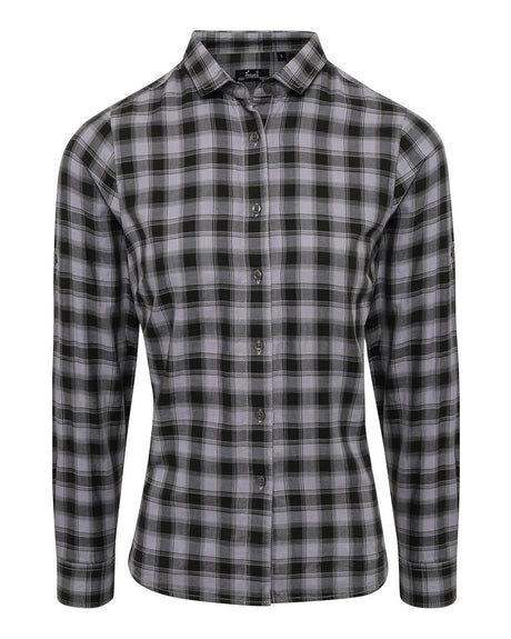 Artisan Collection by Reprime Women's Mulligan Check Cotton Dress Shirt. RP350 - Steel/ Black
