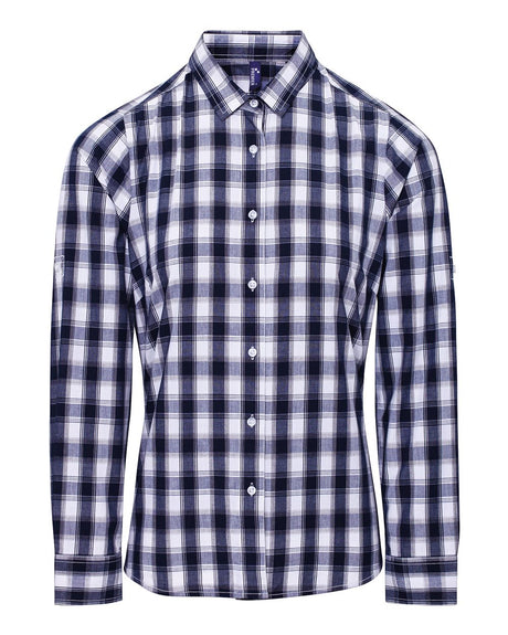 Artisan Collection by Reprime Women's Mulligan Check Cotton Dress Shirt. RP350 - White/ Navy