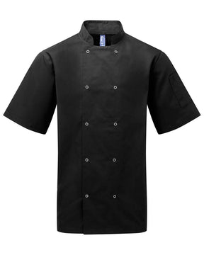 Artisan Collection by Reprime Unisex Ten Studded Front Short Sleeve Chef Coat. RP664 - Black