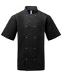 Artisan Collection by Reprime Unisex Ten Studded Front Short Sleeve Chef Coat. RP664 - Black