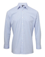 Artisan Collection by Reprime Men's Microcheck Gingham Cotton Shirt. RP220 - Light Blue/ White