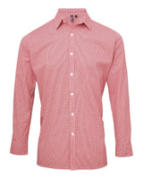 Artisan Collection by Reprime Men's Microcheck Gingham Cotton Shirt. RP220 - Red/ White