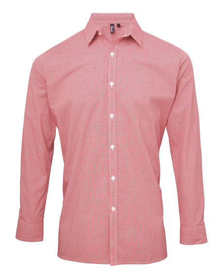 Artisan Collection by Reprime Men's Microcheck Gingham Cotton Shirt. RP220 - Red/ White