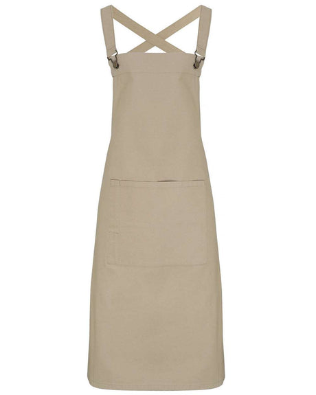 Artisan Collection by Reprime Cross Back Barista Bib Apron. RP129 - Khaki