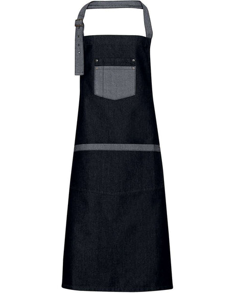 Artisan Collection by Reprime Domain Contrast Denim Bib Apron. RP127 - Black Denim