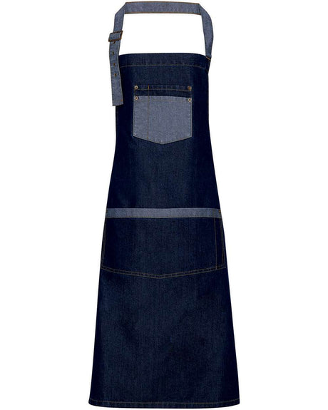 Artisan Collection by Reprime Domain Contrast Denim Bib Apron. RP127 - Indigo Denim