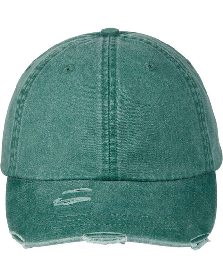 Adams Headwear Classic Pigment Distressed Dad Hat. LP108 - Forest Green
