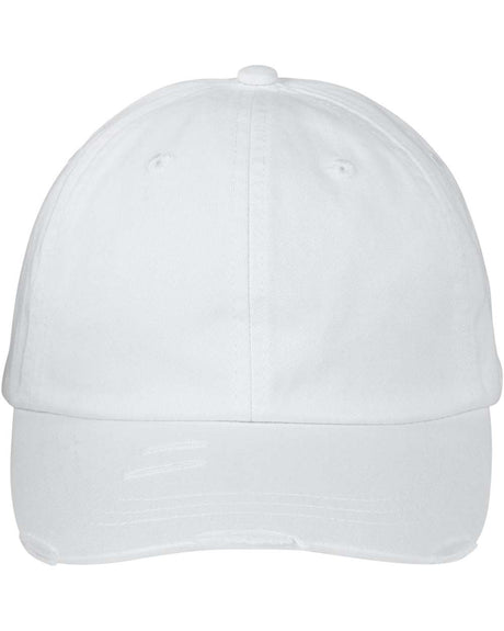 Adams Headwear Classic Pigment Distressed Dad Hat. LP108 - White