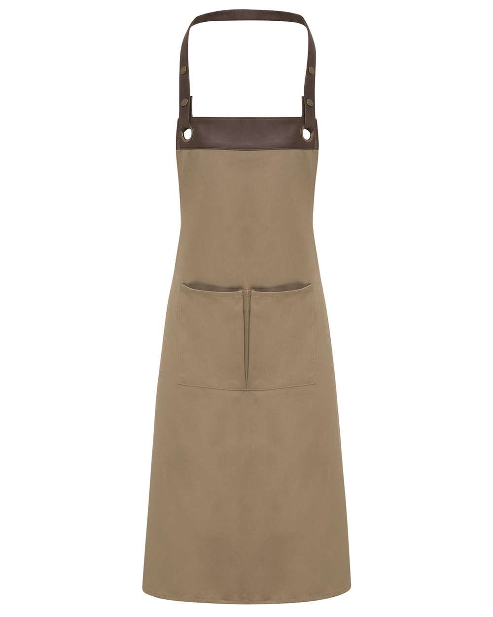 Artisan Collection by Reprime Espresso Bib Apron. RP123 - Khaki/ Brown