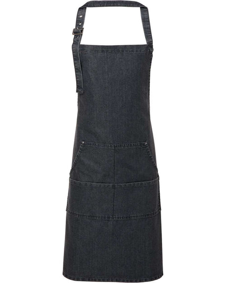 Artisan Collection by Reprime Jeans Stitch Denim Bib Apron. RP126 - Black Denim