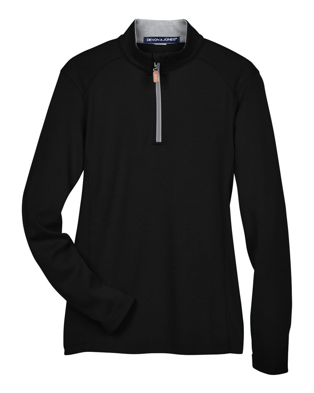 Devon & Jones Women's DRYTEC20™ Performance Quarter-Zip Pullover. DG479W - Black/ Grey Heather/ Graphite