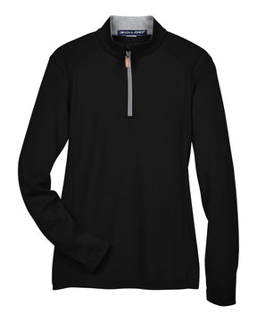 Devon & Jones Women's DRYTEC20™ Performance Quarter-Zip Pullover. DG479W - Black/ Grey Heather/ Graphite