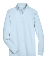 Devon & Jones Men's CrownLux Performance® Clubhouse Micro-Stripe Quarter-Zip Pullover. DG480 - Ocean Blue