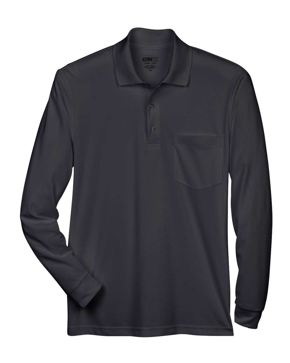 CORE365 Men's Pinnacle Performance Long Sleeve Piqué Polo with Pocket. 88192P - Black