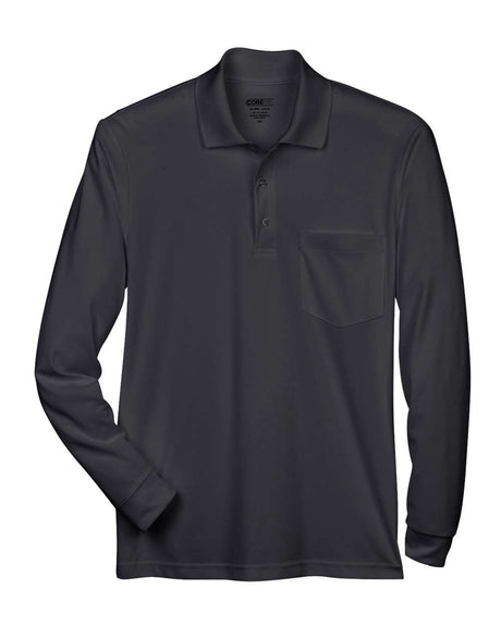 CORE365 Men's Pinnacle Performance Long Sleeve Piqué Polo with Pocket. 88192P - Black