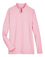 Devon & Jones Women's CrownLux Performance® Clubhouse Micro-Stripe Quarter-Zip Pullover. DG480W - Red
