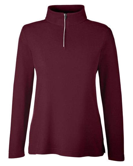 CORE365 Women's Fusion ChromaSoft™ Pique Quarter-Zip Pullover. CE405W - Burgundy