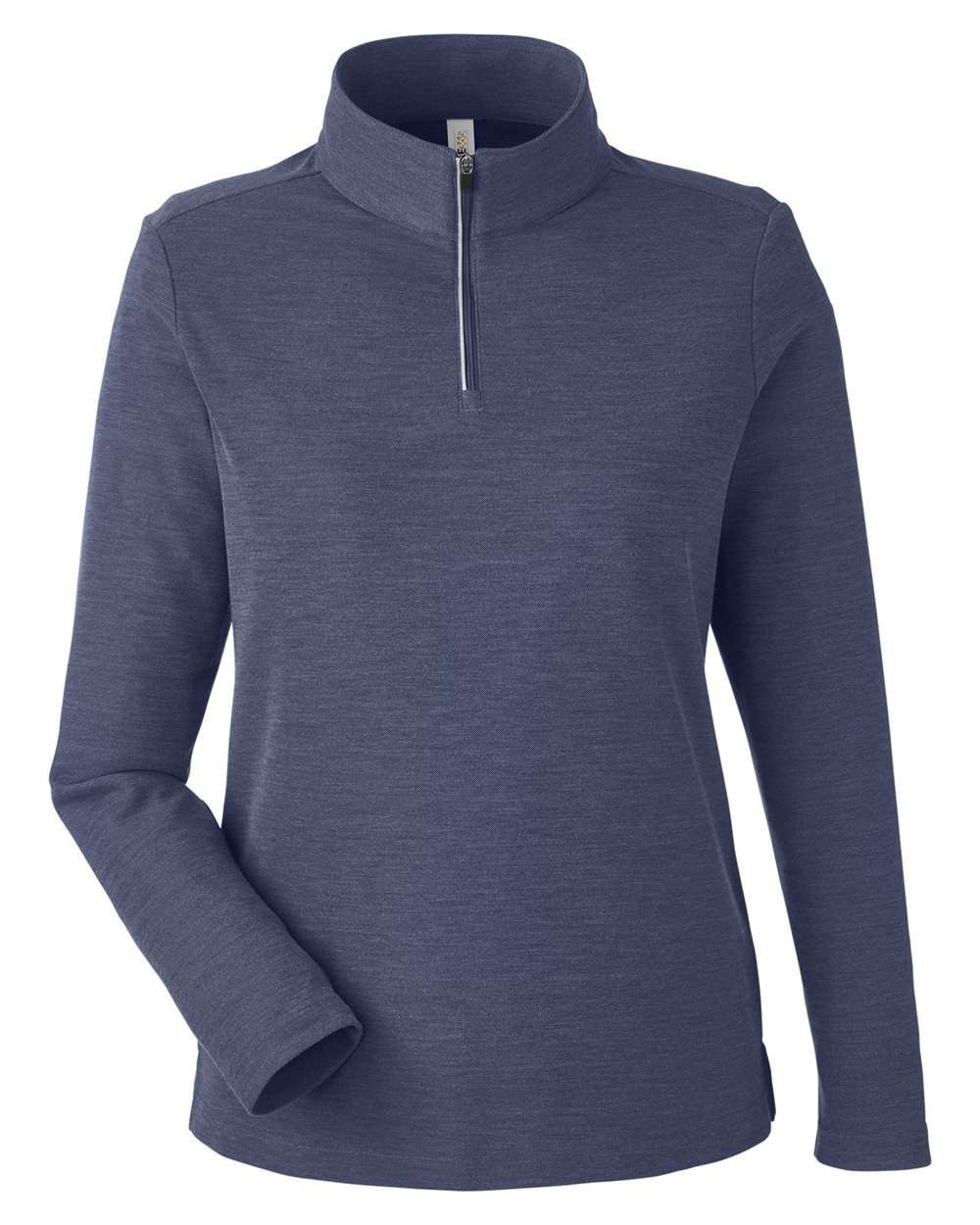 CORE365 Women's Fusion ChromaSoft™ Pique Quarter-Zip Pullover. CE405W - Classic Navy Heather