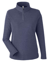 CORE365 Women's Fusion ChromaSoft™ Pique Quarter-Zip Pullover. CE405W - Classic Navy Heather