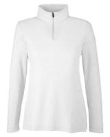 CORE365 Women's Fusion ChromaSoft™ Pique Quarter-Zip Pullover. CE405W - White