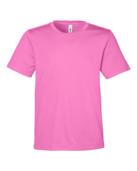 CORE365 Youth Capital Performance T-Shirt. CE10Y - Charity Pink