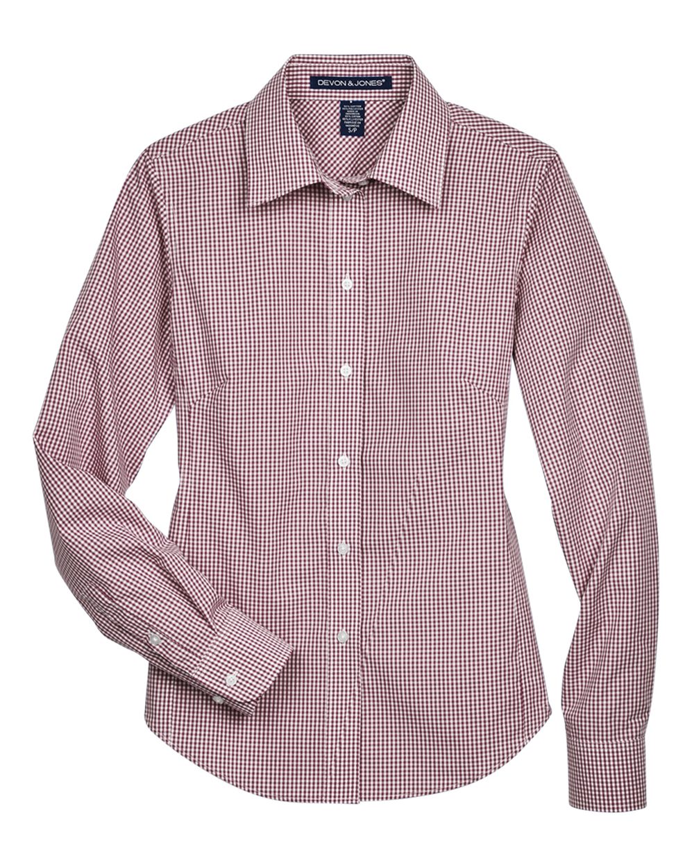 Devon & Jones Women's Crown Collection® Gingham Check Woven Dress Shirt. D640W - Burgundy