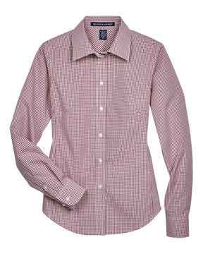 Devon & Jones Women's Crown Collection® Gingham Check Woven Dress Shirt. D640W - Burgundy