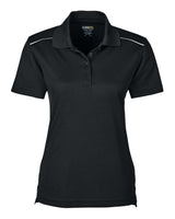 CORE365 Women's Radiant Performance Piqué Polo with Reflective Piping. 78181R - Black
