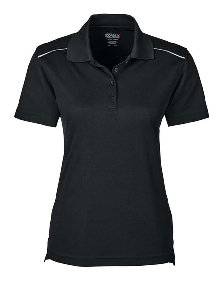 CORE365 Women's Radiant Performance Piqué Polo with Reflective Piping. 78181R - Black