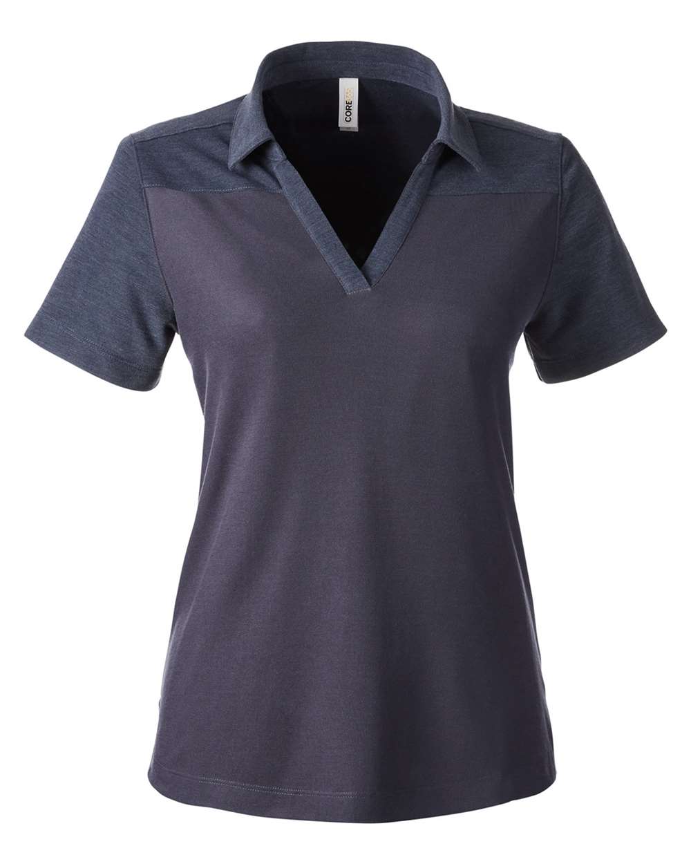 CORE365 Women's Fusion ChromaSoft™ Colorblock Polo. CE112CW - Classic Navy/ Classic Navy Heather