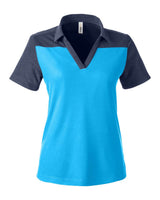 CORE365 Women's Fusion ChromaSoft™ Colorblock Polo. CE112CW - Electric Blue/ Classic Navy Heather