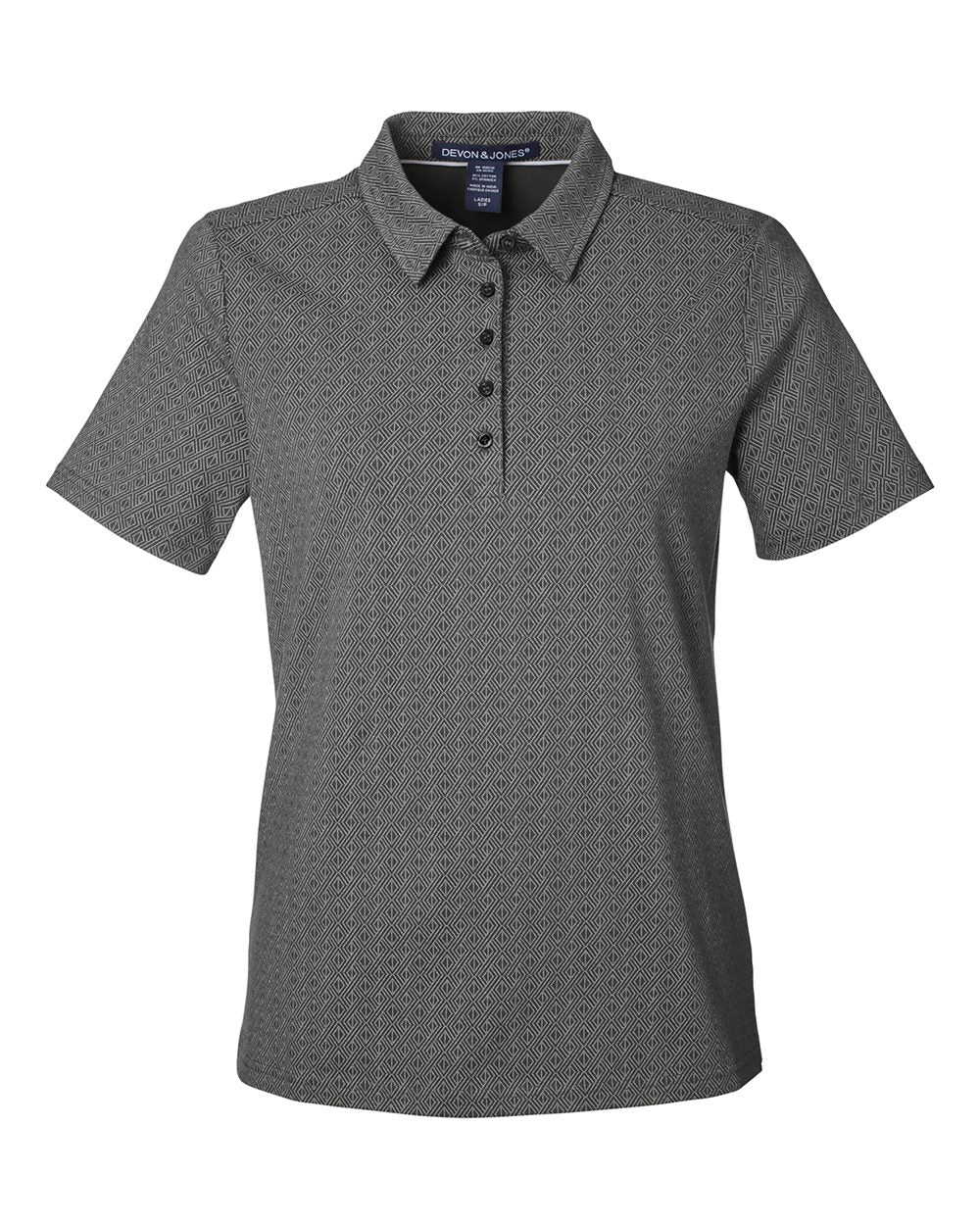 Devon & Jones Women's Crownlux Performance® Geo Polo. DG101W - Graphite/ Silver