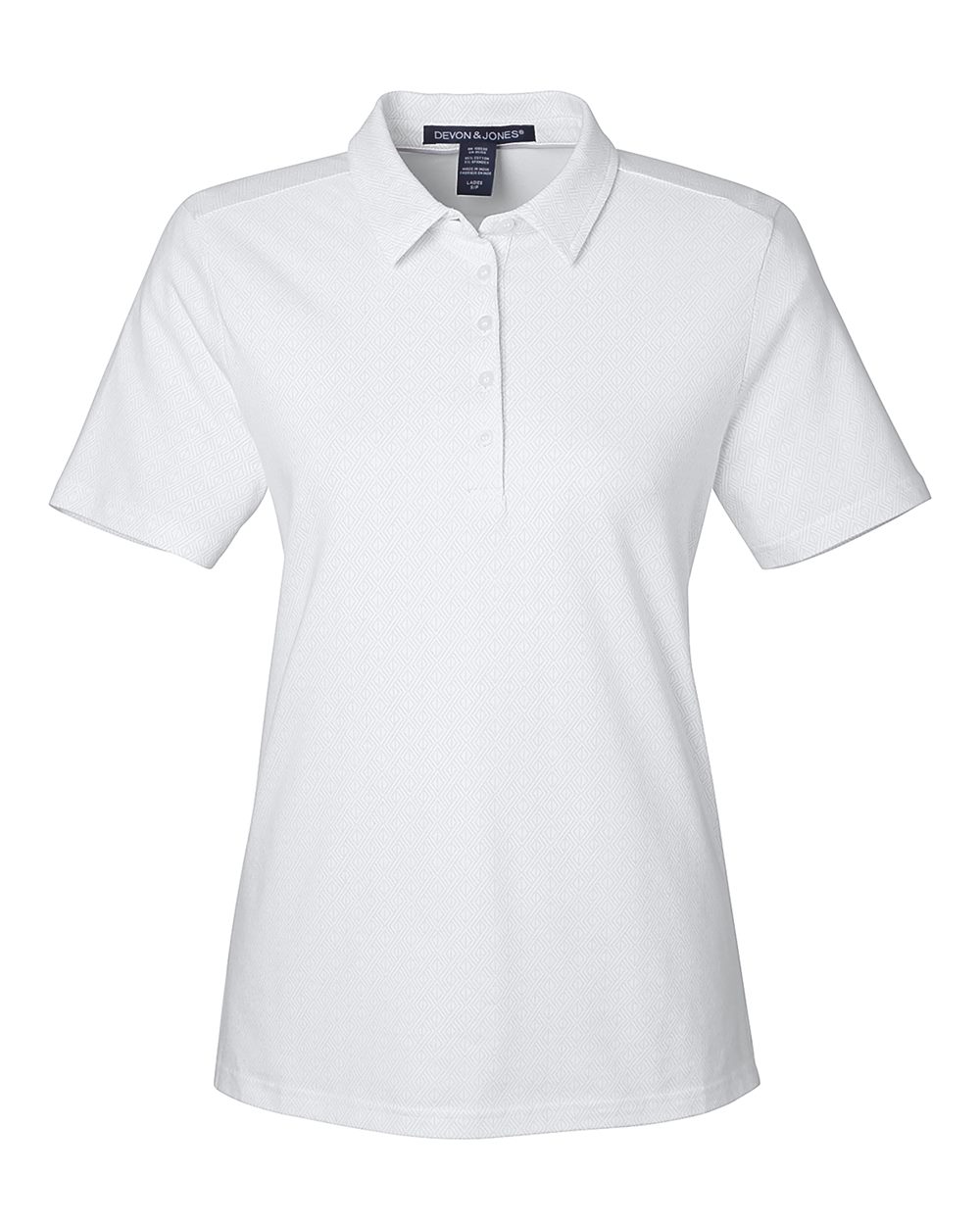 Devon & Jones Women's Crownlux Performance® Geo Polo. DG101W - White/ Silver