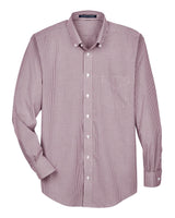 Devon & Jones Men's Crown Collection® Gingham Check Woven Dress Shirt. D640 - Burgundy