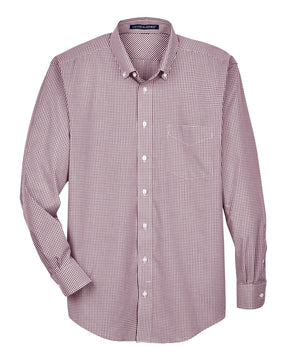 Devon & Jones Men's Crown Collection® Gingham Check Woven Dress Shirt. D640 - Burgundy